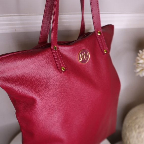 Joy Mangano Bags Joy Mangano Genuine Leather Large Red Shopper Tote Bag Rfid Protection Poshmark
